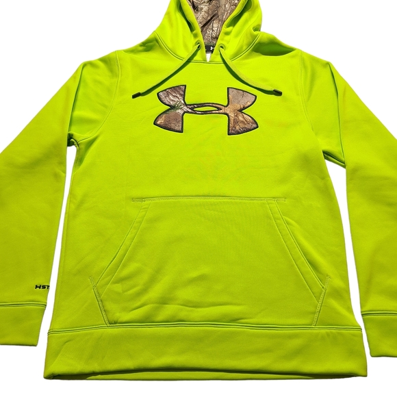 Under Armour Men's UA Storm Lime/Camo Small Pullover Hoodie Cold Gear - Picture 3 of 7